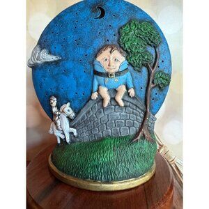 🍼‎ Vintage Blue Humpty Dumpty Nursery Lamp – Hand-Painted Ceramic 🍼
